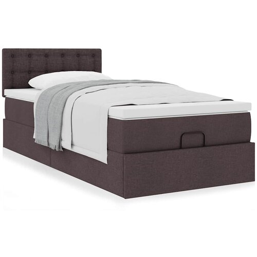 vidaXL Otomanski posteljni okvir z vzmetnico rjav 90x200 cm blago Cene