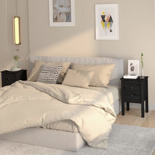 vidaXL noćni ormarići 2 kom Crno 40x35x61,5 cm od masivne borovine Cijene