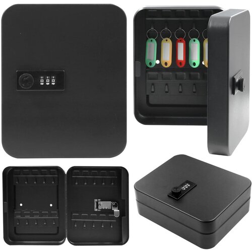  Metal Key Box with Digital Code, 48 Hooks, Black Stickers Cene