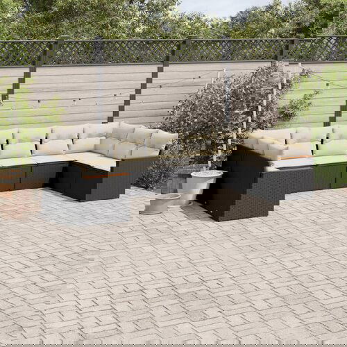 vidaXL 10-dijelni set vrtnih sofa s jastucima crni od poliratana Cijene