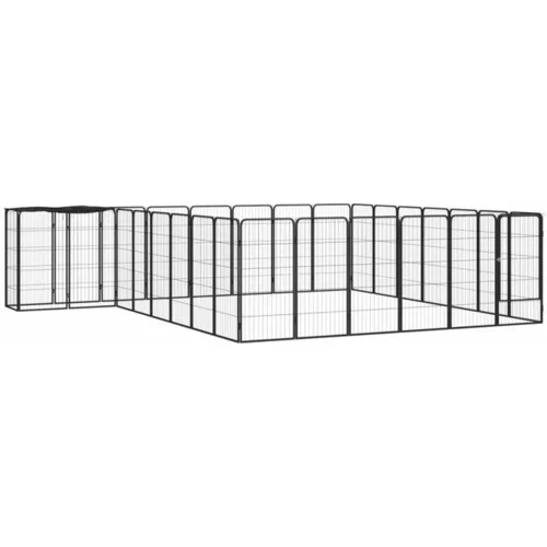  Pasja ograda s 30 paneli črna 50x100 cm prašno barvano jeklo