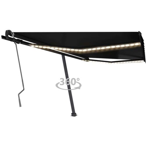  Ročno zložljiva tenda z LED lučkami 450x350 cm antracitna, (21157667) Cene
