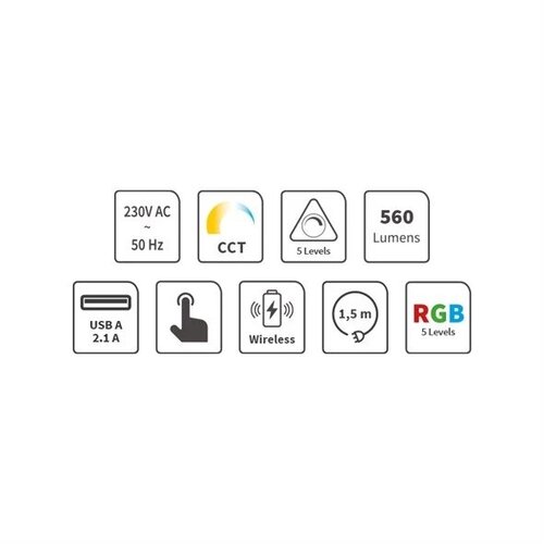  LED RGB prigu&amp;scaron;iva punjiva dodirna stona lampa LED/7,5W/5V 2700-5300K bela Slike