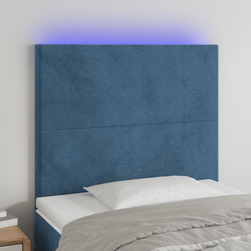 The Living Store led posteljno vzglavje temno modro 100x5x118/128 cm žamet - led vzglavje, (21418476) Slike