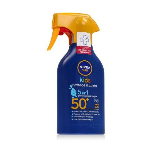 Nivea Sun Kids Protect &amp;amp; Care Sun Spray 5 in 1 SPF50+ vodootporan proizvod za za&amp;scaron;titu od sunca za tijelo 270 ml Slike