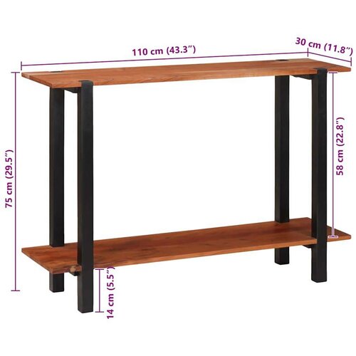 VidaXL Konzolni stol Smeđa 110 x 30 x 75 cm Masivno bagremovo drvo Slike