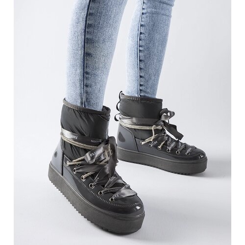 Gemre Gray patent snow boots with rhinestones Alceo Cene