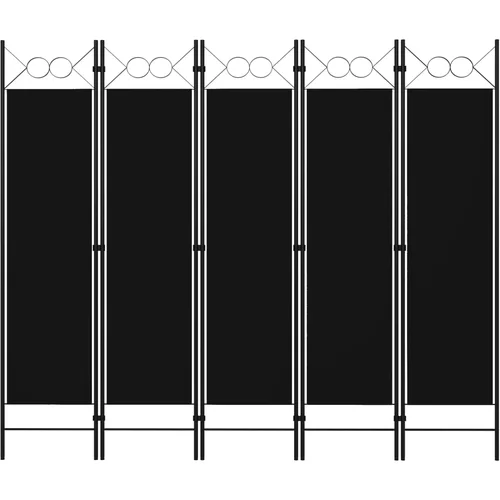 Sobna pregrada s 5 panela crna 200 x 180 cm