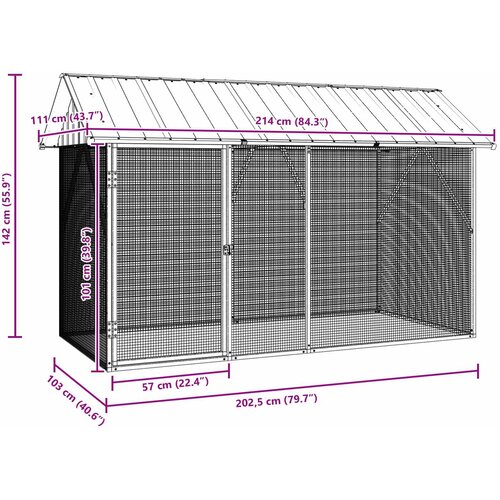  Kavez za ptice Antracit 227 x 112 x 141 cm Cinkani čelik Slike