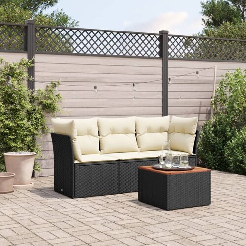  4-dijelni set vrtnih sofa od poliratana s jastucima crni Cijene