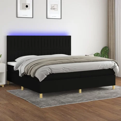 vidaXL Krevet box spring s madracem LED crni 200x200 cm od tkanine