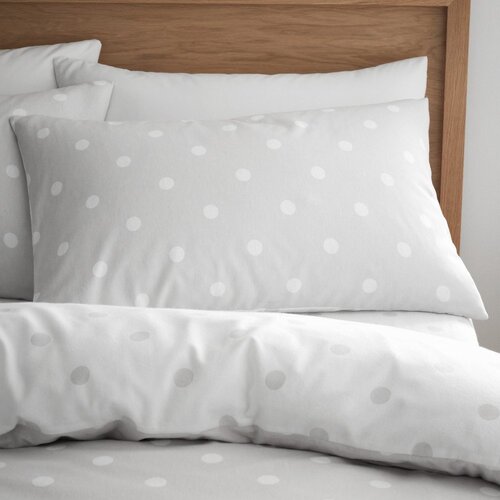Catherine Lansfield Bela/siva flanelna posteljnina za zakonsko posteljo 200x200 cm Polka Dot &amp;ndash; Slike