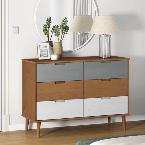 The Living Store Predalnik MOLDE rjav 113x40x80 cm trdna borovina - Omarica S Predali, (21436382) Slike