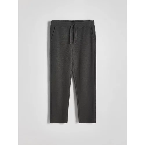 Reserved - Strukturirane hlače od žerseja - tamnosivo