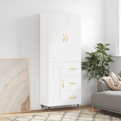 vidaXL Visoka omara bela 69,5x34x180 cm inženirski les Cene