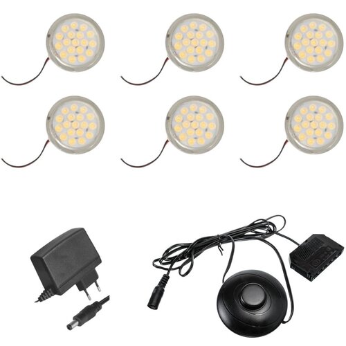 TIMMLUX Set 6 pohi&amp;scaron;tvenih LED svetilk 1,5W 12V 6600K z nožnim stikalom in 12V napajalnikom Slike