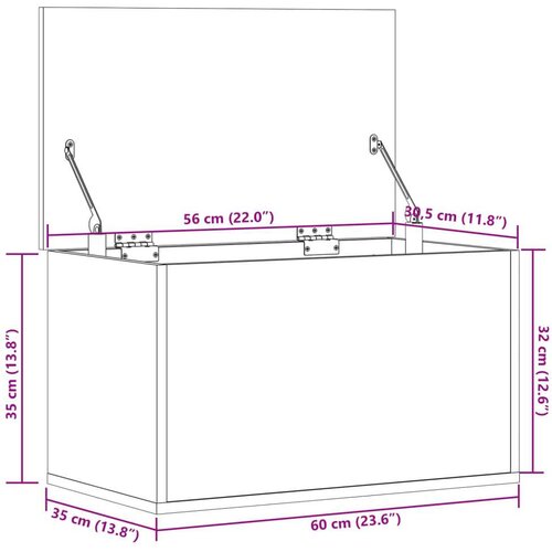 vidaXL Kutija za pohranu boja hrasta 60x35x35 cm od konstruiranog drva Cene