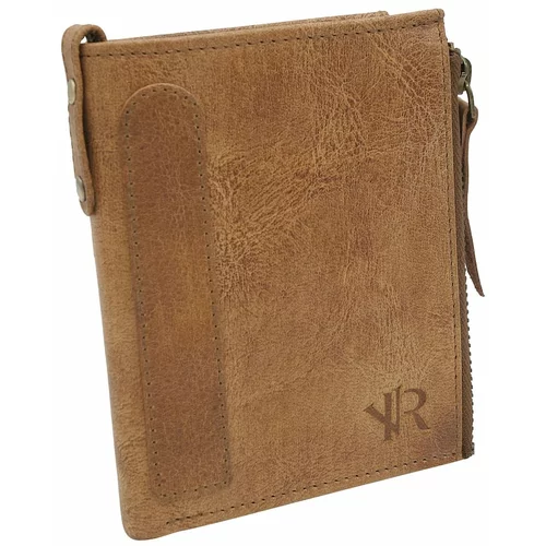 Fashion Hunters Light brown roomy men's wallet made of natural leather