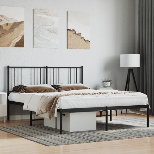 vidaXL Metalni okvir za krevet s uzglavljem crni 140x190 cm Cene