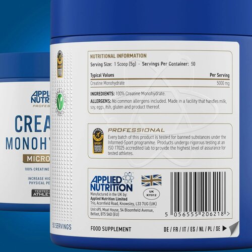 Applied Nutrition creatine monohydrate &amp;ndash; 100% mikronizovani kreatin 250 Slike