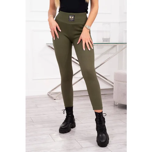 Kesi Khaki ribbed leggings with a high waist