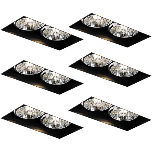 QAZQA Set van 6 inbouwspots zwart GU10 70mm 2-lichts trimless - Oneon Slike