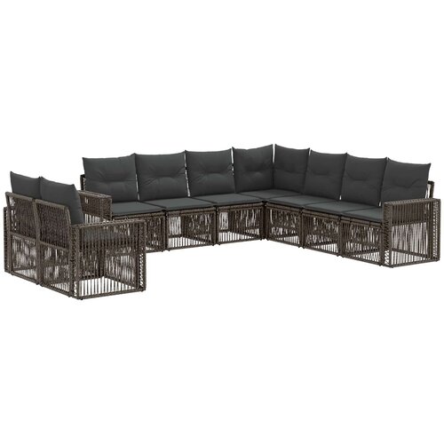 vidaXL Vrtna sedežna garnitura 9 pcs Siva in temno siva poli ratan, (5000269252) Cene