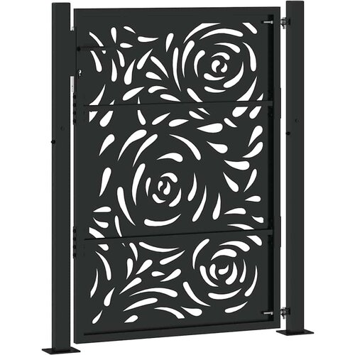 vidaXL Vrtna vrata crna 105x130 cm čelični plameni dizajn Cene