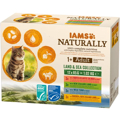 IAMS Naturally Cat Adult - 24 x 85 g Land & Sea Collection