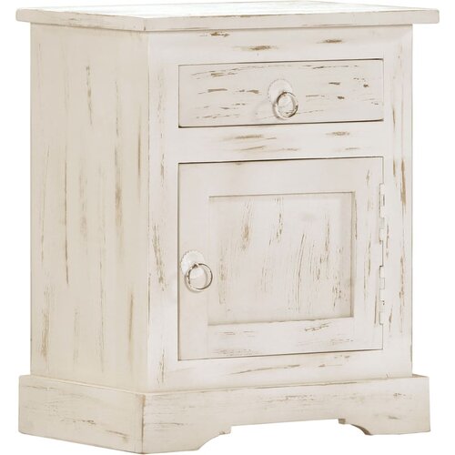 Furnova Nočna omarica bela 40x30x50 cm iz trdnega mangovega lesa, (21925859) Slike