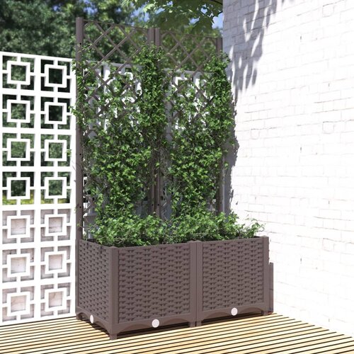 vidaXL Cvetlično korito z oporno mrežo rjavo 80x40x136 cm PP Cene