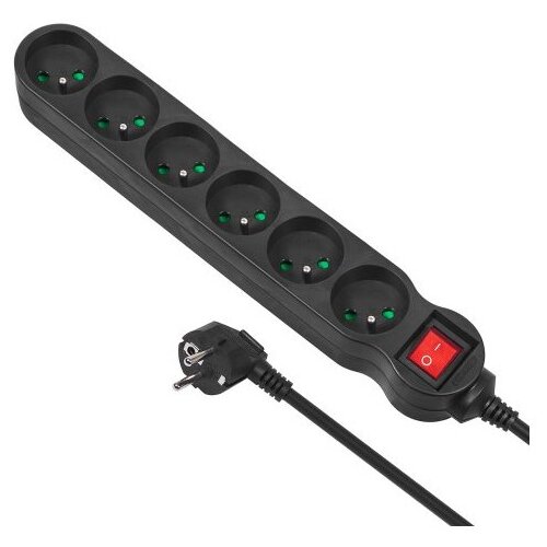 Maclean MCE225 power extension 1.5 m 6 AC outlet(s) Indoor Black Cene
