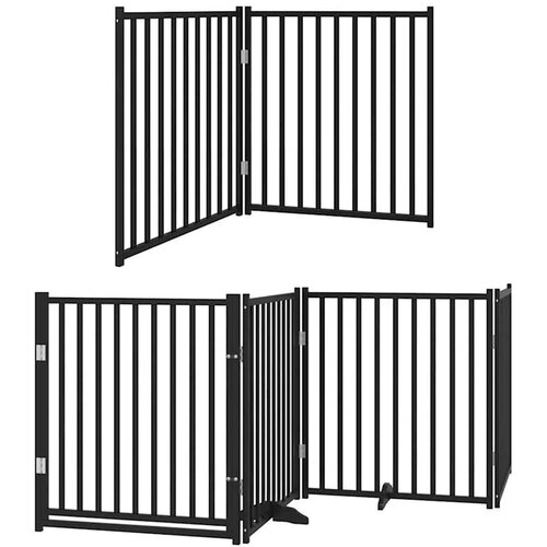  Vrata za pse s vrata&amp;scaron;cima 12 panela sklopiva 960 cm drvo topole Crna 80 x 90 x 2 cm Slike