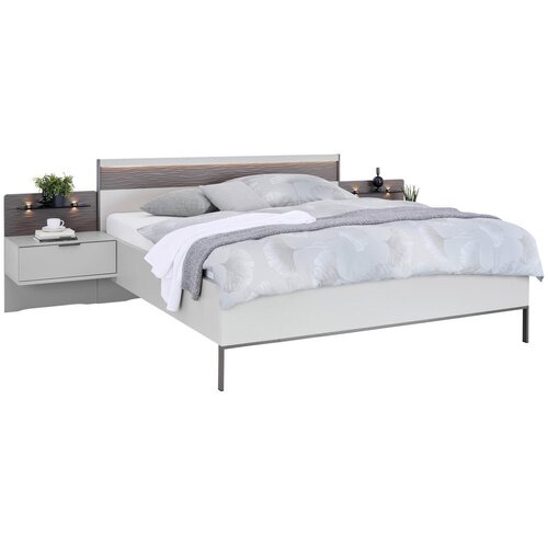 Dieter Knoll POSTELJNA GARNITURA 180 cm x 200 cm , leseni material barve skrilavca, svetlo siva Cene