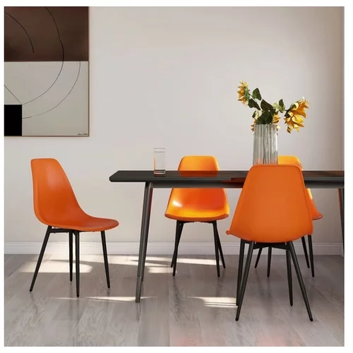  Jedilni stoli 4 kosi oranžne barve PP