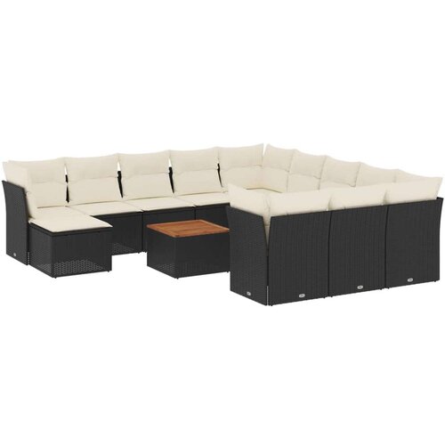 vidaXL 13-dijelni set vrtnih sofa s jastucima poliratan crni Cijene