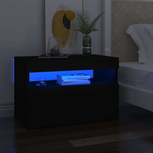 vidaXL noćni ormarić LED svjetla visoki sjaj crni 60 x 35 x 40 cm drvo Cijene