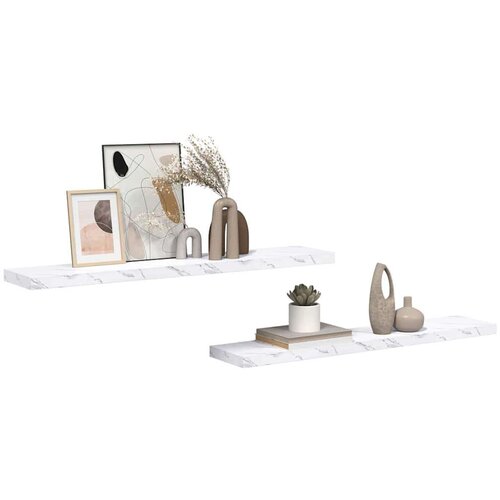  Polica na zidu Zidne 2 pcs Bijeli mramor 120 x 23 5 x 4 cm Slike