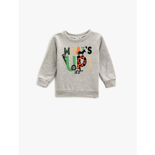 Koton Slogan Printed Sweatshirt Long Sleeved Crew Neck Slike