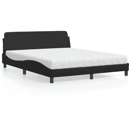 VidaXL Krevet s madracem crni 160 x 200 cm od umjetne kože Slike