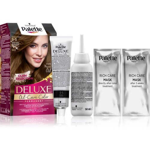 Schwarzkopf Palette Deluxe permanentna barva za lase odtenek 5-5 555 Golden Gloss Caramel Cene