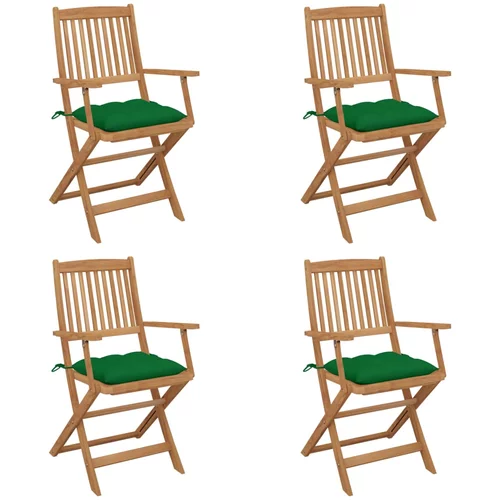  sklopive vrtne stolice s jastucima 4 kom masivno bagremovo drvo