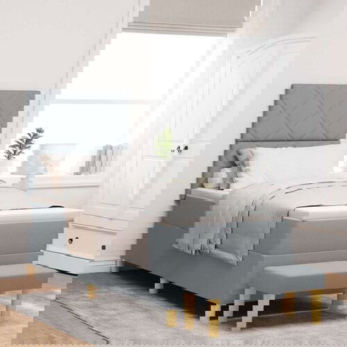 Box Spring Krevet s madracem i klupom svjetlosiv 80x200 cm tkanina Cijene