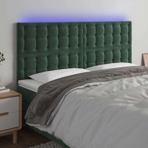  LED posteljno vzglavje temno zeleno 200x5x118/128 cm žamet, (20953483) Slike