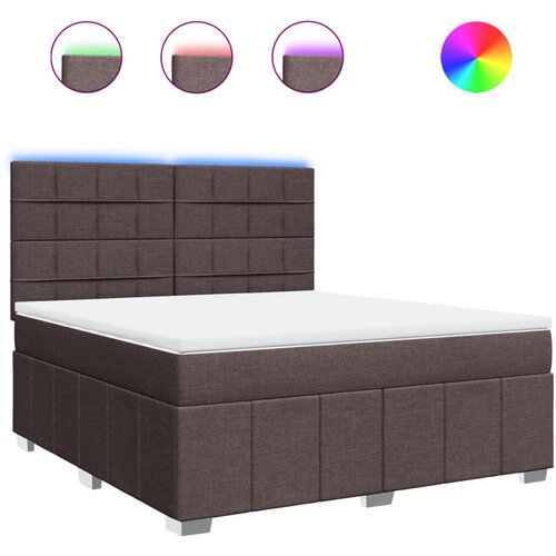 VidaXL Boxspring - Krevet s oprugama i madracem tamnosmeđi 180x200 cm tkanina - Tamno smeđa 180 x 200 cm Blok s kvadratima Slike
