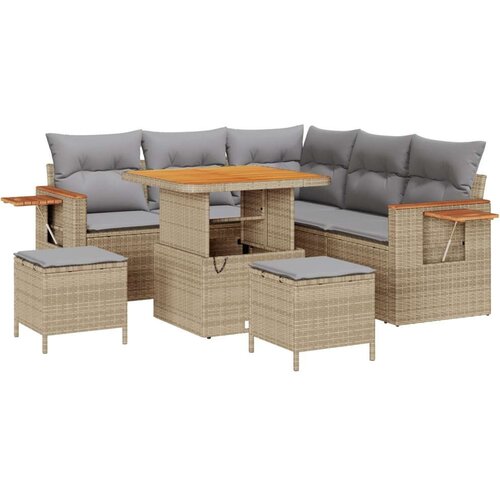  8-dijelni vrtni kauč set s jastučićima Bež Poli ratan Akacija  Vrtna garnitura - 3-dijelni vrtni blagovaonski set s jastučićima Cijene