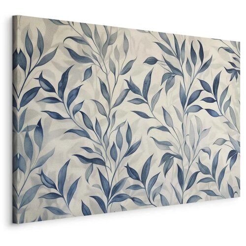  Slika - Leaves in Blue Color Delicate Botanical Motif 60x40 Na talijanskom platnu Cene