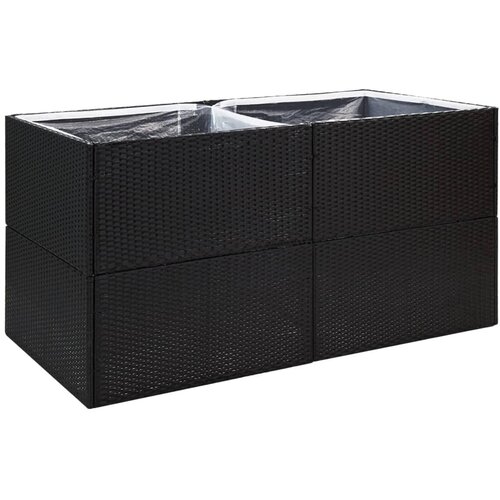 Maison Chic Vrtno cvetlično korito - Cvetlični Lonec črno 157x80x80 cm poli ratan, (21789881) Slike