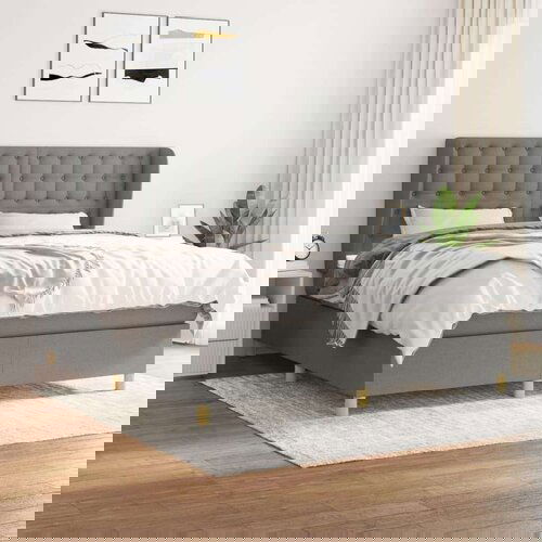  Box spring postelja z vzmetnico temno siva 180x200 cm blago, (21118467) Cene