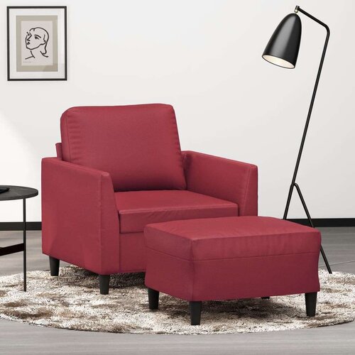  Fotelj s stolčkom za noge vinsko rdeč 60 cm umetno us Slike